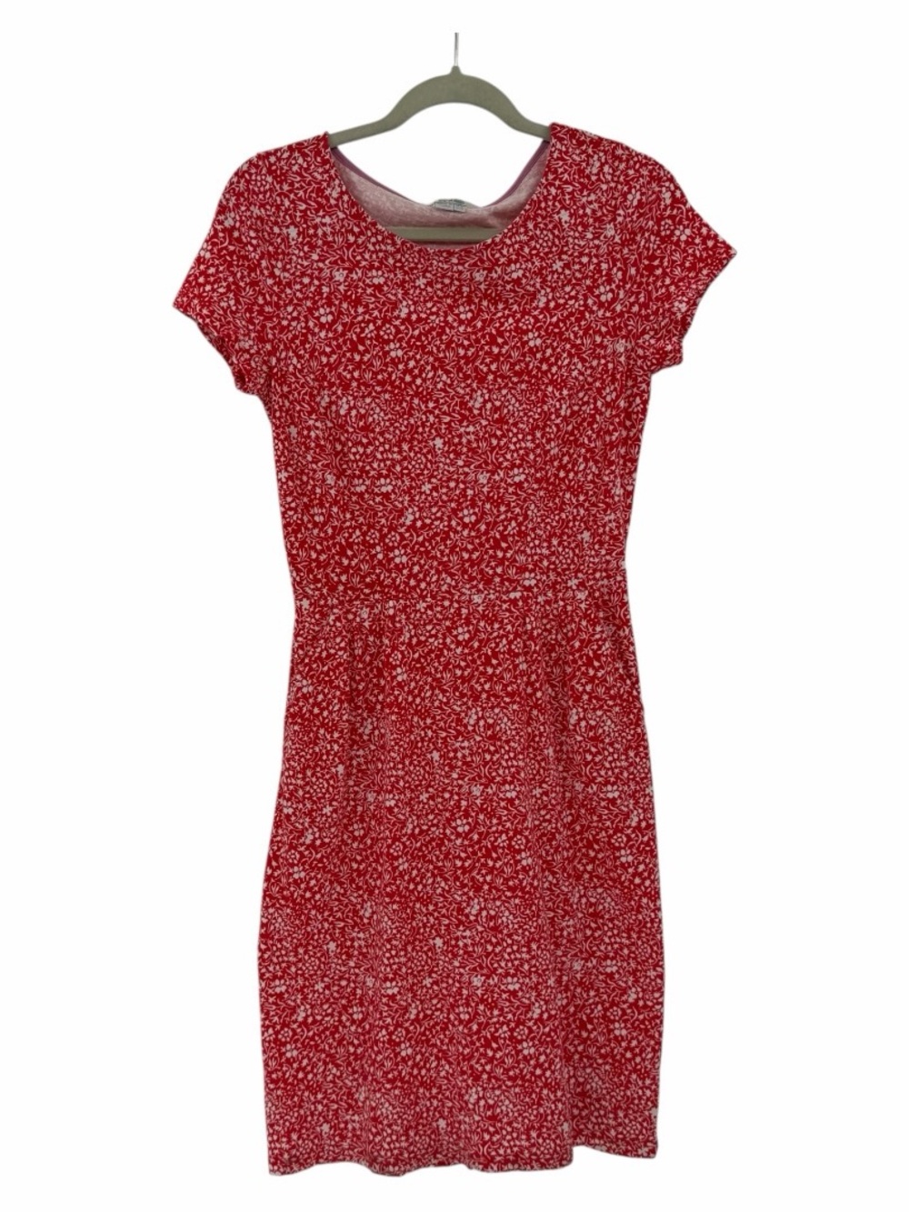 Boden Phoebe Short Jersey Dress Red and White Floral‎ Career Dress Size 4 Long